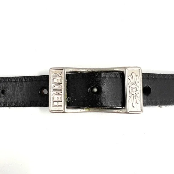 VTG Fender Genuine Leather Padded Guitar Strap Black Adjustable Made in Canada - Picture 4 of 7